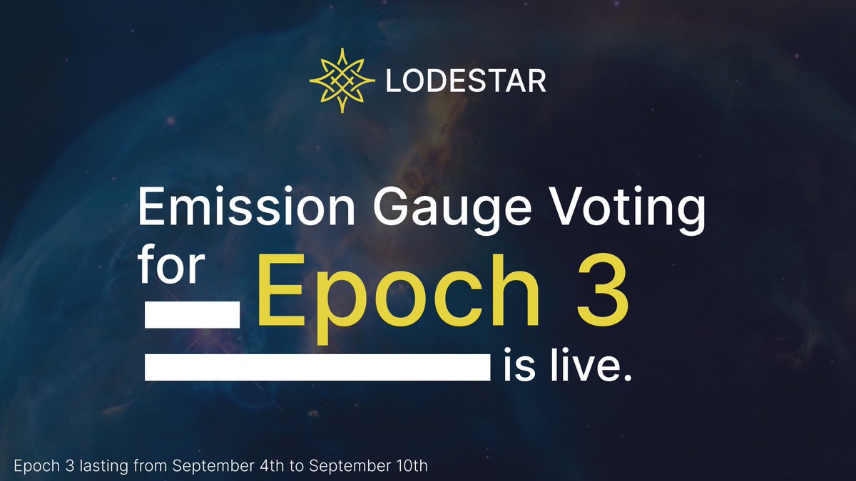 The voting period for Epoch 3 of the emission gauge is now live 🗳️

Lockers, don't forget to cast your vote and direct $LODE emissions to your preferred market on app.lodestarfinance.io/voting ⛵️

#Arbitrum #gauge 🕊️