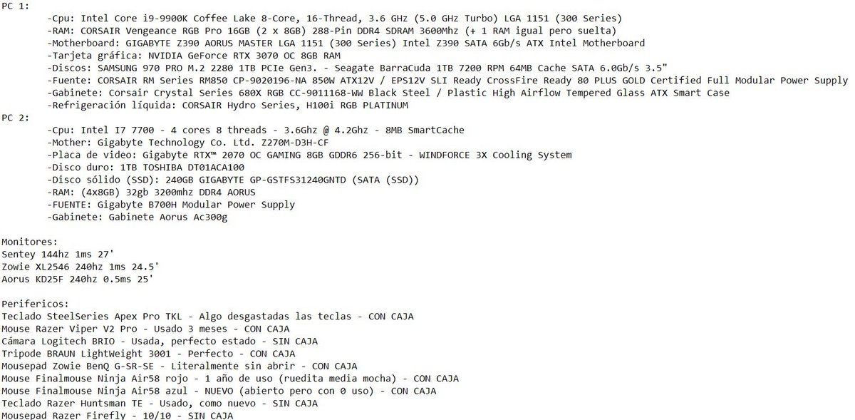 Toy vendiendo algunas cosas, si a algún amigo le sirve algo MD pai