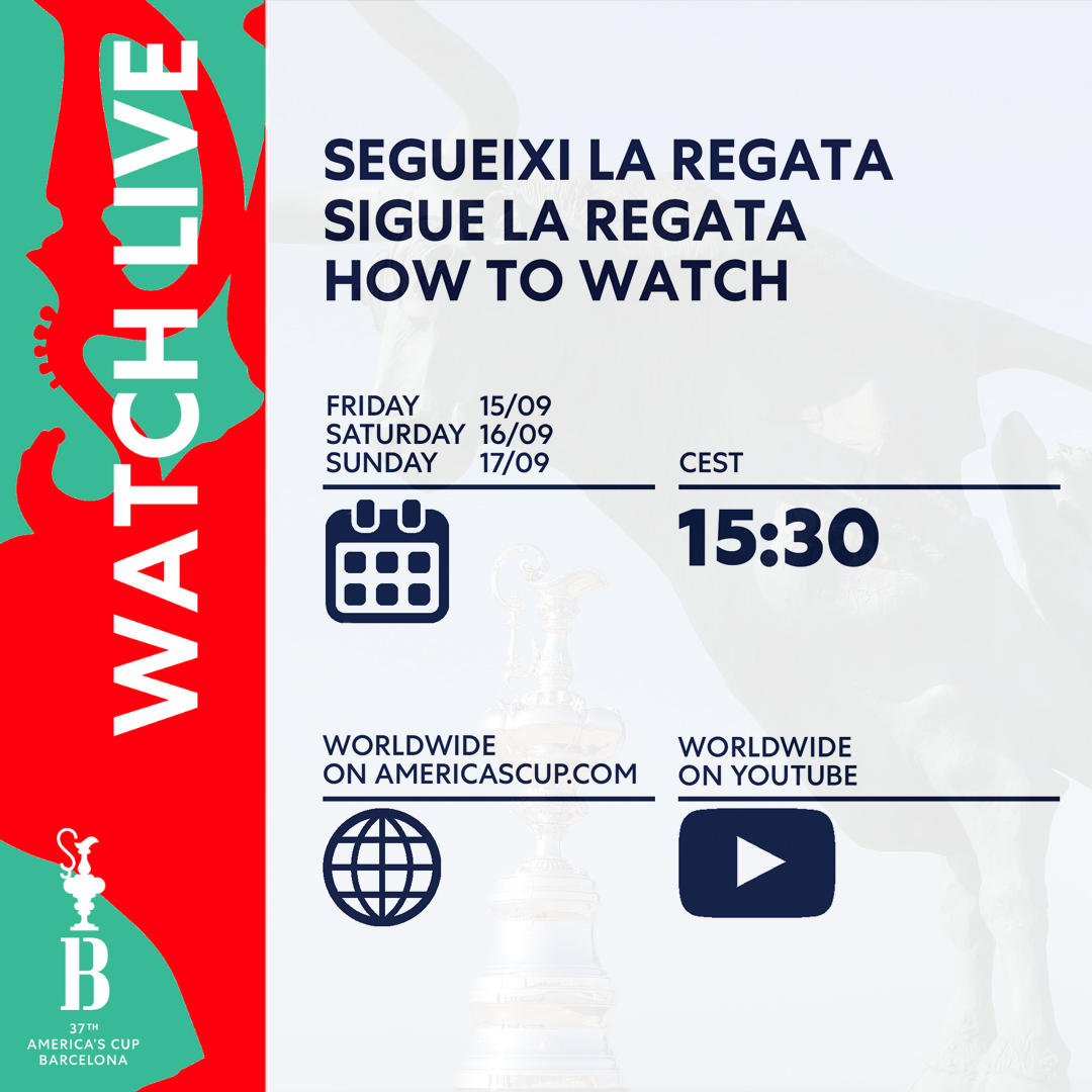 Watch the first Preliminary Regatta of the 37th America’s Cup in Vilanova i La Geltrú 👀

15/09 September 15:30 CEST 📆 

STREAMING LIVE ON 

▶️ 🌐 americascup.com 

▶️ YouTube 👉 bit.ly/3P75qb7  

#AC37 #Vilanova