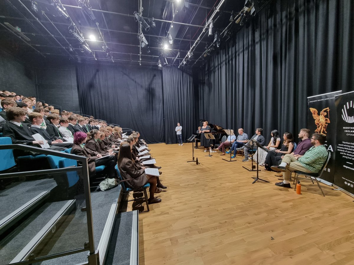 NIOpera's tweet photo. Our Secondary School Music workshops are in full swing with 'Come And Sing' events running all day: thank you to all our wonderful artists today, all the students and to the brilliant @MattQuinnsMusic
 #OutreachWeek @StLouisesMusic @St_Malachys #HunterhouseCollege @ArtsCouncilNI https://t.co/Fiq6GF2UKs