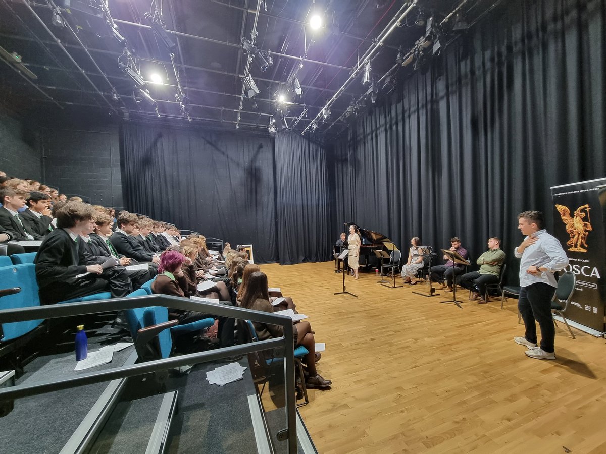 NIOpera's tweet photo. Our Secondary School Music workshops are in full swing with 'Come And Sing' events running all day: thank you to all our wonderful artists today, all the students and to the brilliant @MattQuinnsMusic
 #OutreachWeek @StLouisesMusic @St_Malachys #HunterhouseCollege @ArtsCouncilNI https://t.co/Fiq6GF2UKs