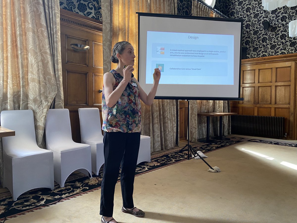 Now welcoming Jo Teixeira to discuss the implementation of collaborative care models in musculoskeletal services to support mental health. #CPMH2023 #whatsnewwhatsnext