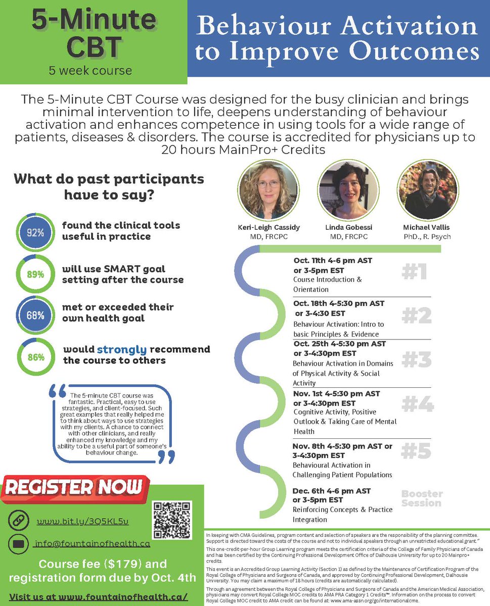 NSTHRIVEMD's tweet photo. Have you registered for the Fall 5-Minute CBT course yet?  Find all the details here.  The next course won't be until 2025, so ensure you save your spot! https://t.co/bhVfklyYc6