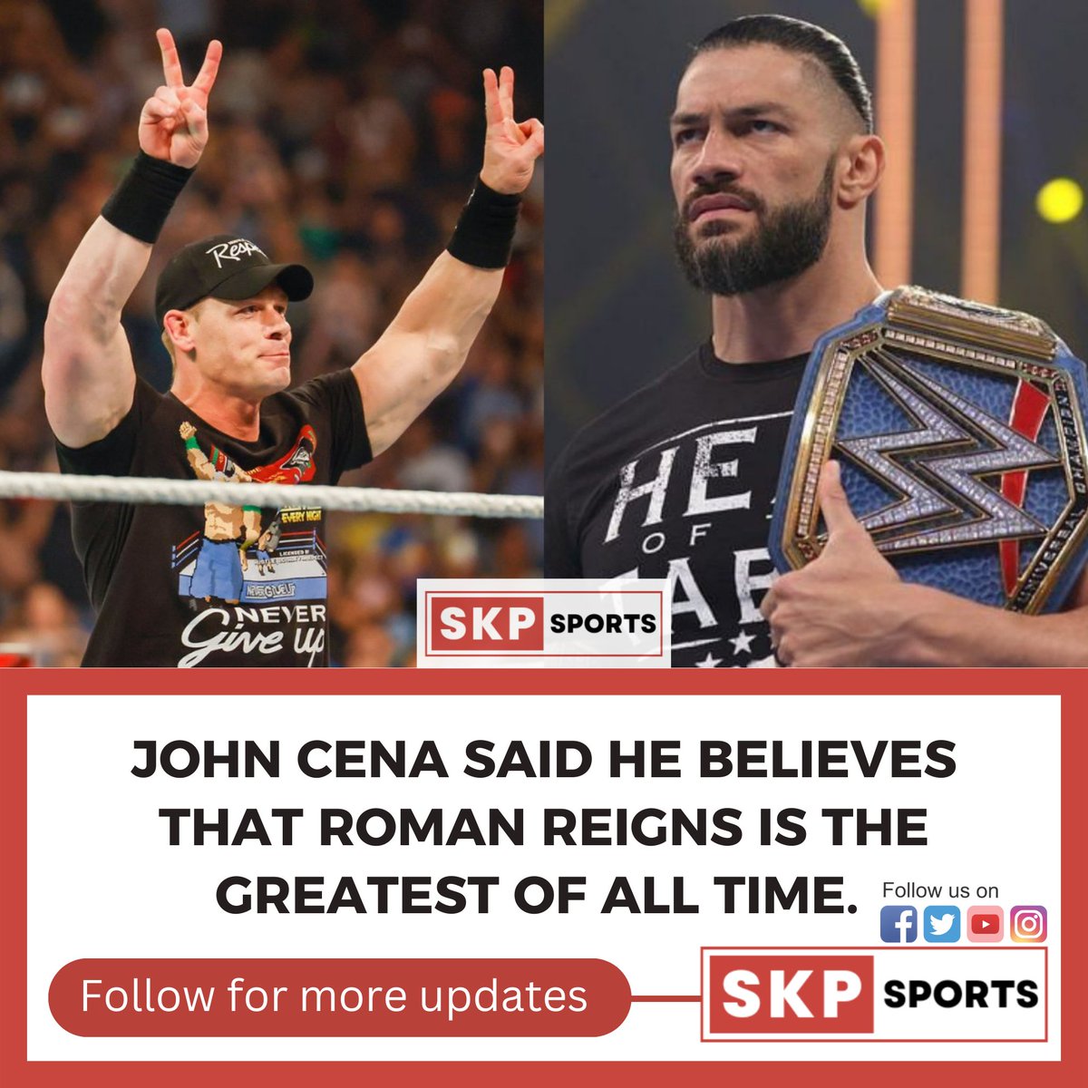SkpMinutes's tweet photo. John Cena acknowledged Roman Reigns. 

#wwe #wweshield #johncena #romanreigns #shield #royalrumble #johncenafan #sethrollins  #romanregins  #wweraw  #wwerollins #wwesmackdown  #johncenawwe https://t.co/sgeQm7Tjib