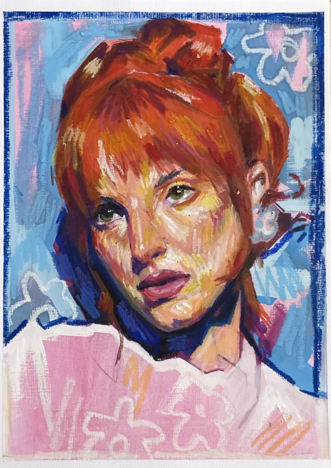hayley from  using gouache and oil pastels! <3 