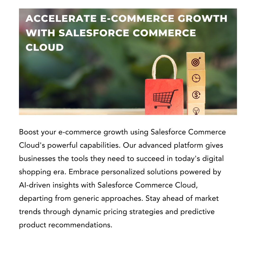 concretios's tweet image. Accelerate your online business with Salesforce Commerce Cloud. Unlock the potential of our innovative platform to create seamless online shopping experiences, drive customer engagement, and boost sales. #SalesforceCommerce #salesforce #businessgrowth