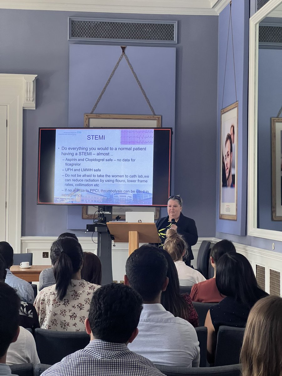 Such a captivating and important talk on the pregnant patient by <a href="/DawnAdamson6/">Dawn Adamson</a>! My fav line on treating STEMIs in pregnant patients : treat them like a man!!

<a href="/BritishCardioSo/">British Cardiovascular Society</a> 
<a href="/hollymorgs/">Holly</a>