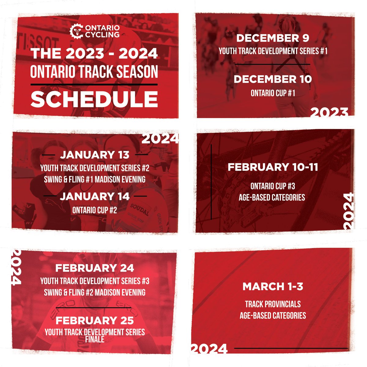 ontariocycling's tweet image. TRACK IS BACK - Lock in these dates in your calendar for the upcoming 2023-24 Track Season! 
👉🏽 ttps://ontariocycling.org/track23-24/
#DiscoverOntarioCycling #TrackIsBack