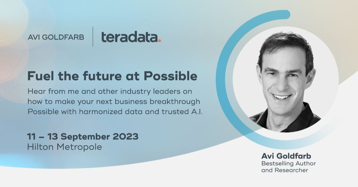 Possible London has a fantastic speaker lineup this year! Don't miss <a href="/avicgoldfarb/">Avi Goldfarb</a>'s session focused on creating business breakthroughs with harmonized data and trusted #AI. #TeradataPossible

📅 Explore the agenda &amp; register today: bit.ly/3ReLTrV