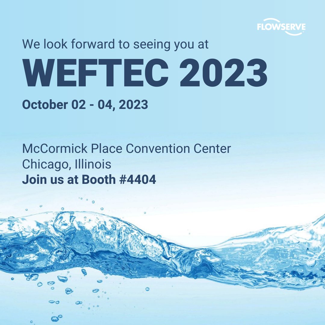 Flowserve's tweet image. Visit #Flowserve #WEFTEC2023, Booth #4404, to see our innovative concepts and components for the water industry, focusing on digital water, RedRaven predictive analytics, and reliable pump solutions.

ow.ly/BuZc50PIXSH