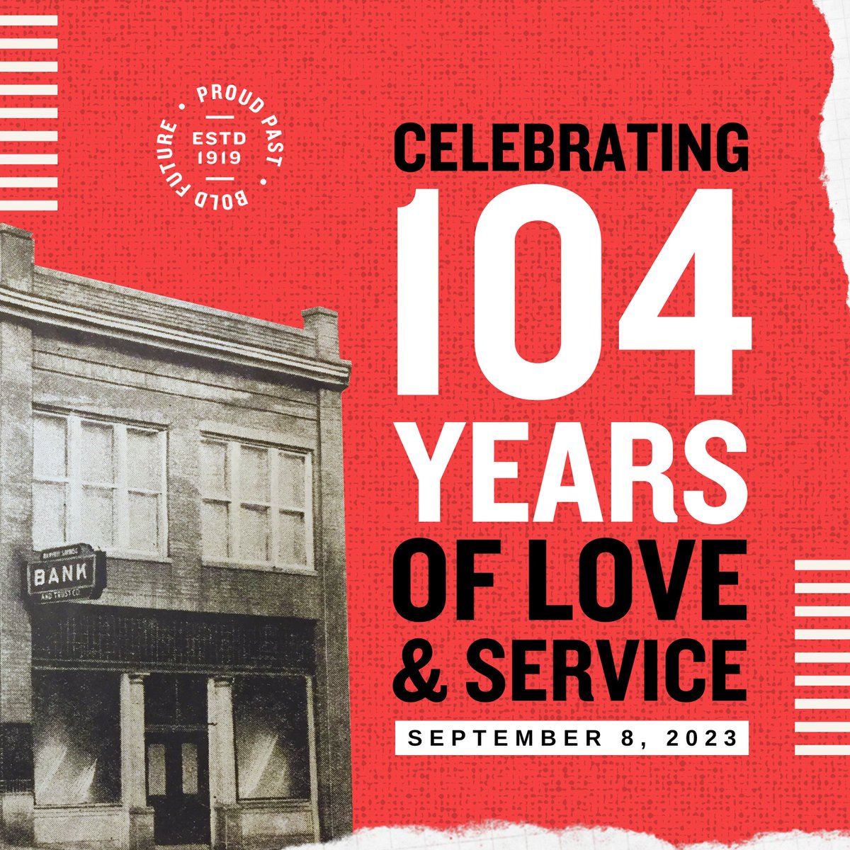 MovementBank's tweet photo. We are so proud to celebrate 104 years in business today! Thank you for being part of our extraordinary journey and allowing us to serve you with love and purpose. Drop by any of our branch locations to celebrate this milestone with us! ππ₯³ #OurLegacy #LoveAndServe #MovementBank https://t.co/KHtxbUolg0