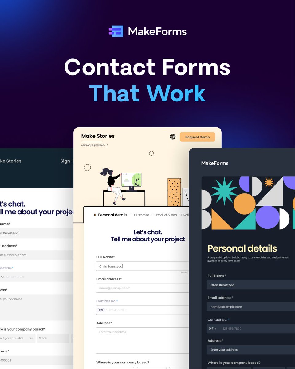 RocketHub's tweet image. Designing unique contact forms is a piece of cake if you use MakeForms! 😏
User-friendly, customizable, and drag-and-drop magic! ✨
Your form, your way. Give it a try today! 📬

#MakeForms #ContactForms #LTD