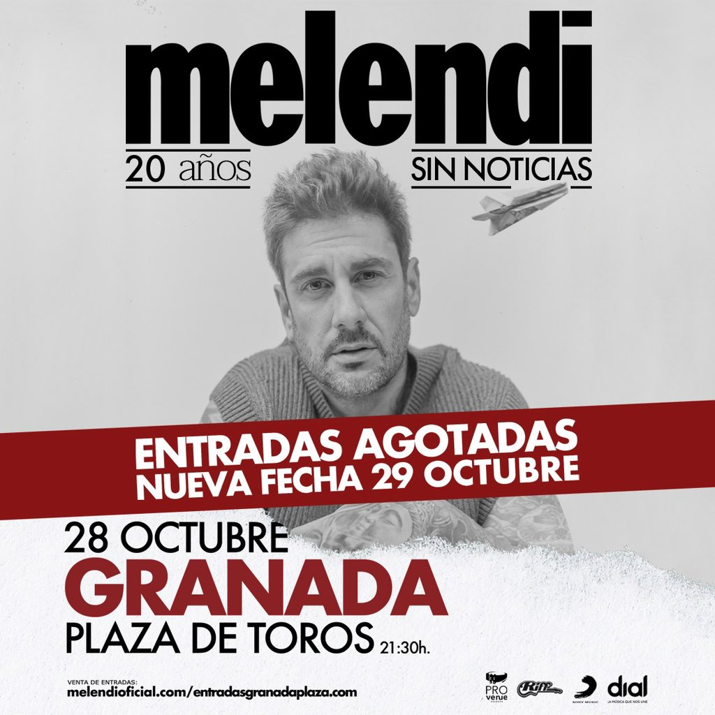 Segunda fecha en Granada Entradas ya disponibles en melendioficial.com #20añossinnoticias #vuelveholanda