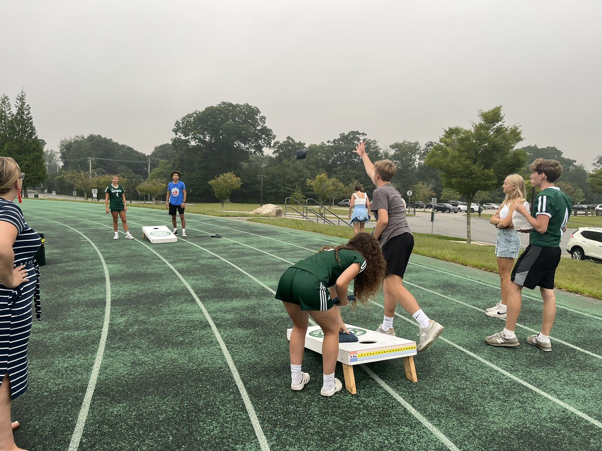 Well the weather didn’t cooperate for the Class of 2024 Senior Sunrise but everyone had so much fun! Lots of smiles, laughs, and memories made! <a href="/DartmouthHS/">DartmouthHS</a> <a href="/dartmouth_2024/">DHS Class of 2024</a> #senioryear2024 💚🤍 #letsgoooo