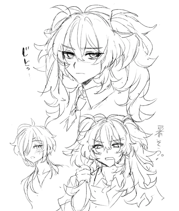 らくがき 二つ結びされてる🔥描きたかっただけ