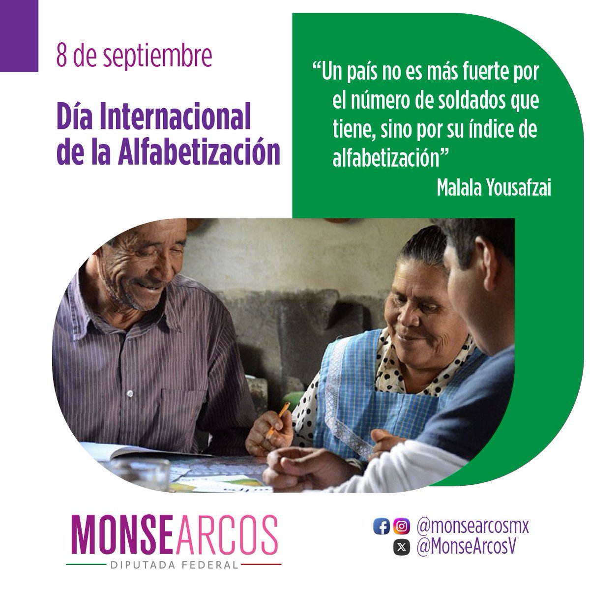 Hoy conmemoramos el Día Internacional de la Alfabetización, un día que se convierte en un recordatorio de la necesidad de invertir en programas y políticas educativas que fomenten la enseñanza de la lectura y escritura en todas las edades y en todos los sectores de la población;