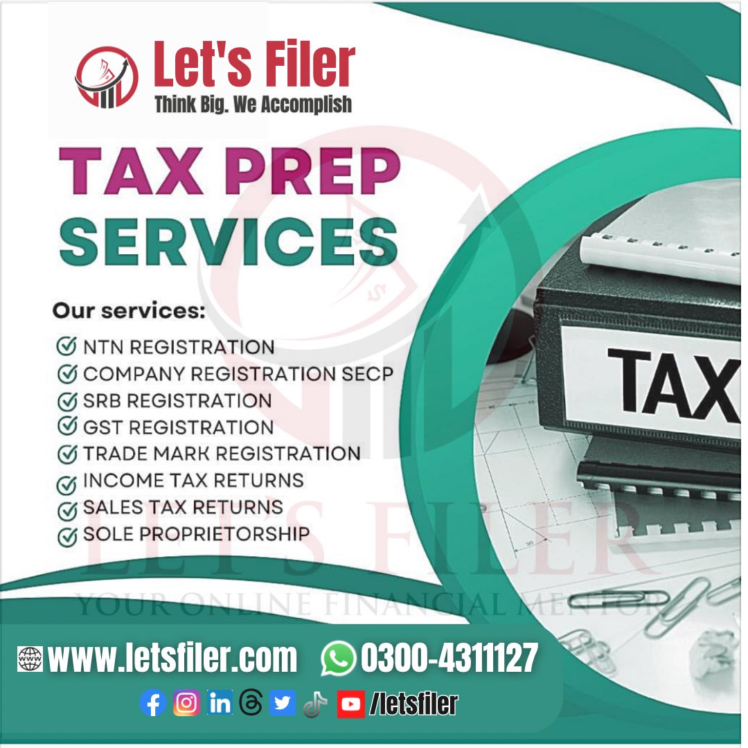 letsfiler's tweet photo. #fbr #filer #tax #incometax #letsfiler #appeals #tribunal #law #company #litigation #nonfiler #trademark #lawyer #finance #companyregistration #business #taxfiling #freelancer #smallbusinessowner #copyright #softwareengineer #patent #softwarehouse #taxcompliance #incometaxreturn https://t.co/252I29kvxj