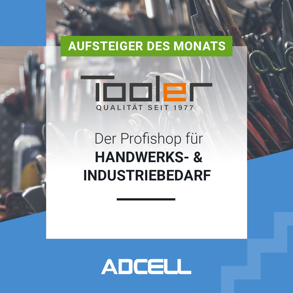 Wir haben uns auf die Suche gemacht für unseren Aufsteiger des Monats! 🚀 Mithilfe der spannenden Partner ist Tooler.de unser Aufsteiger des Monats.🛠️

Ihr wollt auch Teil des Partnerprogramms sein? Dann schaut doch gern bei adcell.de vorbei! 💙