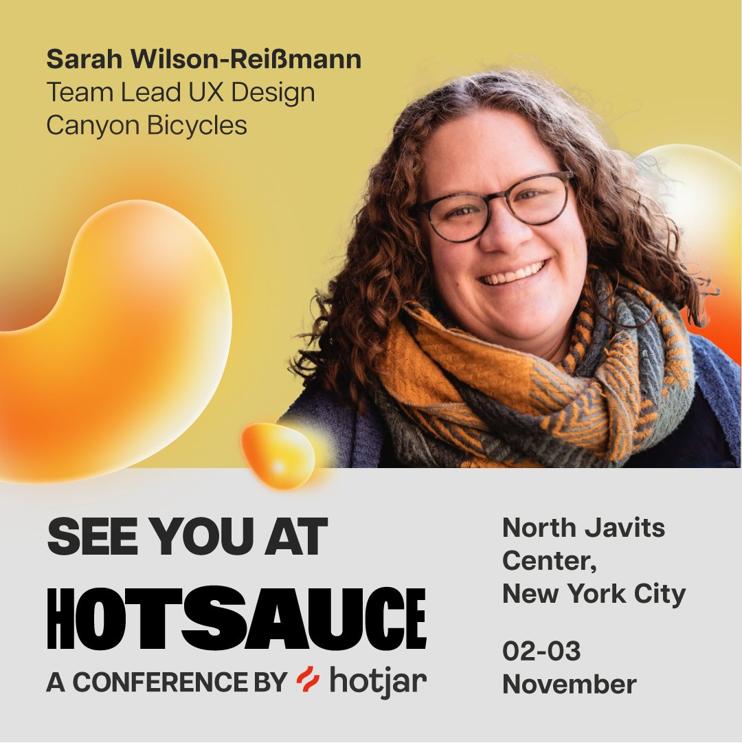 Thrilled to be speaking at <a href="/hotjar/">Hotjar | by Contentsquare</a> 's Hotsauce conference in NYC in November - use this code to get 50% off tickets: hotsauce.hotjar.com/register?promo…

Join us for 2 days of inspiring and challenging talks and roundtables. See you in NYC! 🚴‍♀️🌈🇺🇸