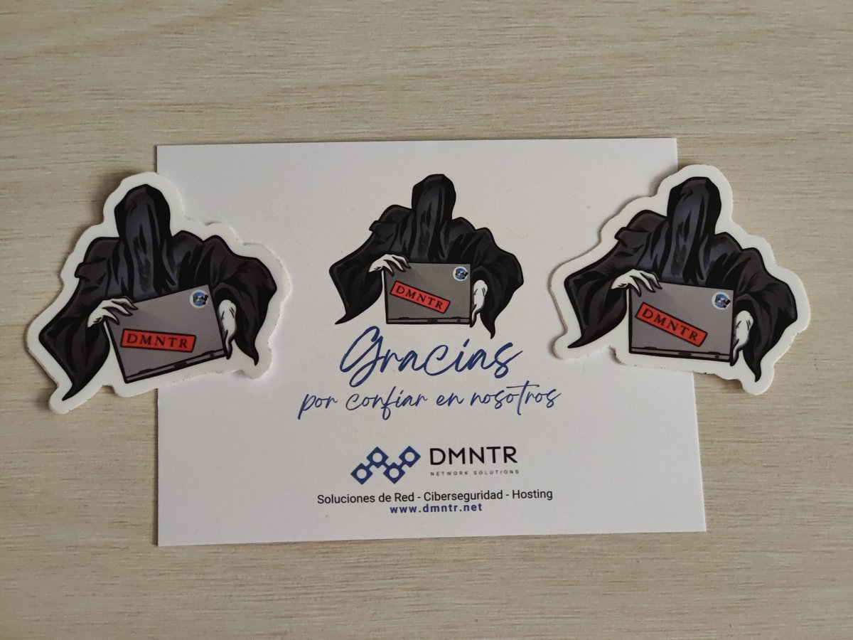 Muchas gracias <a href="/weareDMNTRs/">DMNTR Network Solutions 👻 AS204773</a> por las pegatinas! Directas al portátil y al firewall 👻