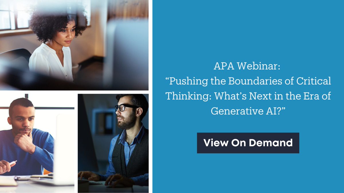 Missed our #webinar on the roles of generative #AI in critical thinking and #highereducation? View the webinar on demand: bit.ly/3P8Qt8f