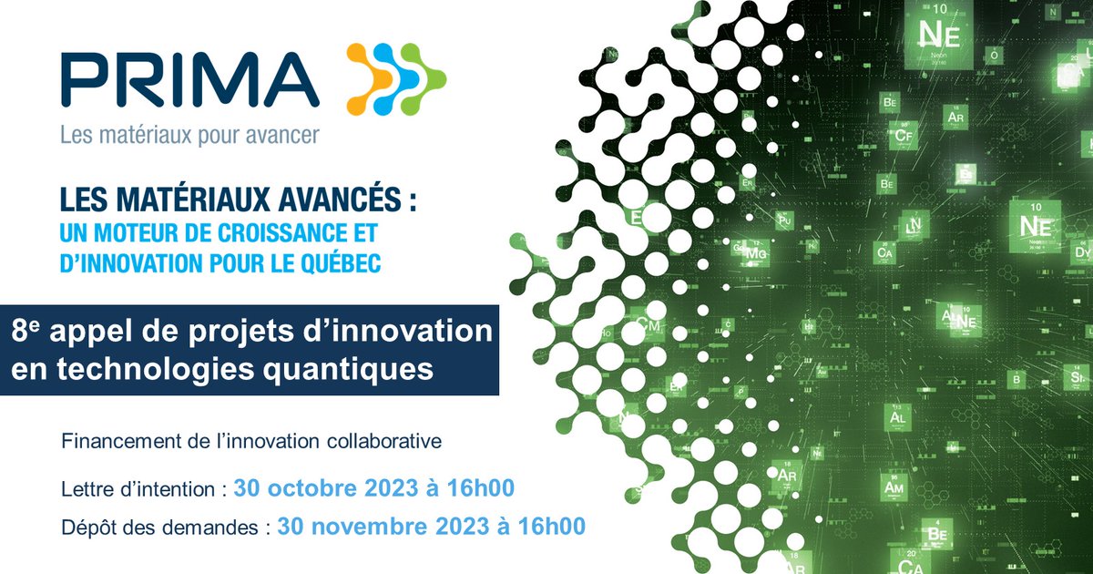 PRIMAQUEBEC's tweet photo. Êtes-vous une #PME québécoise souhaitant réaliser un projet d’#innovation issu de la recherche et développement ?
@PRIMAQUEBEC en collaboration avec @Prompt_Innov lance l'#appeldeprojets d’innovation en #technologiesquantiques.
Lettre d'intention: 30/10
https://t.co/uEXqwC9euq https://t.co/cPSUYSYg2p