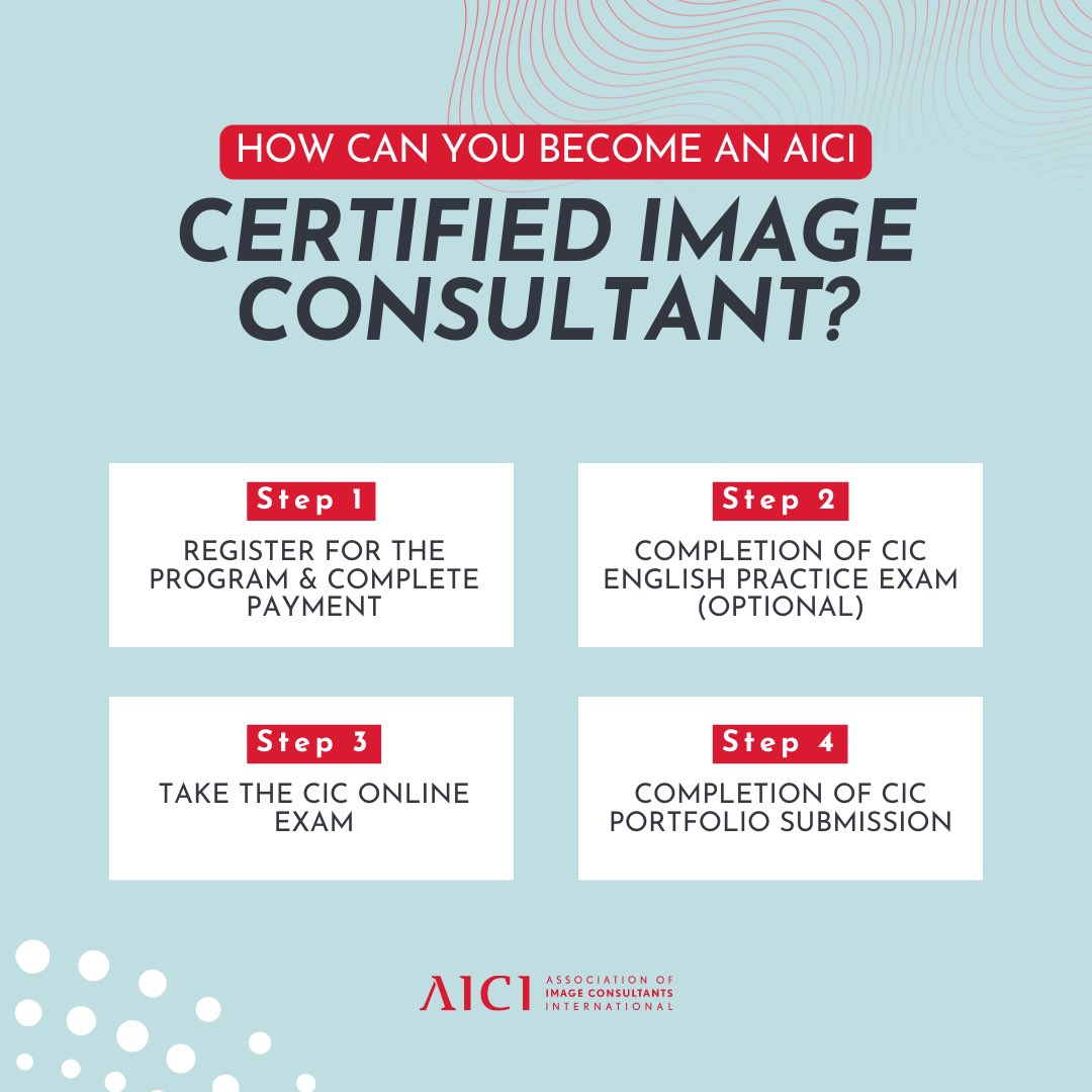 AICIGlobal's tweet photo. Are you ready to get your international certification? 🏅🌎

Get prepared and take your professional carreer to the next level with AICI.

#AICI #AICIGlobal #ImageConsultant #ImageConsulting #AssociationOfImageConsultantsInternational https://t.co/fP9t4oIa3i