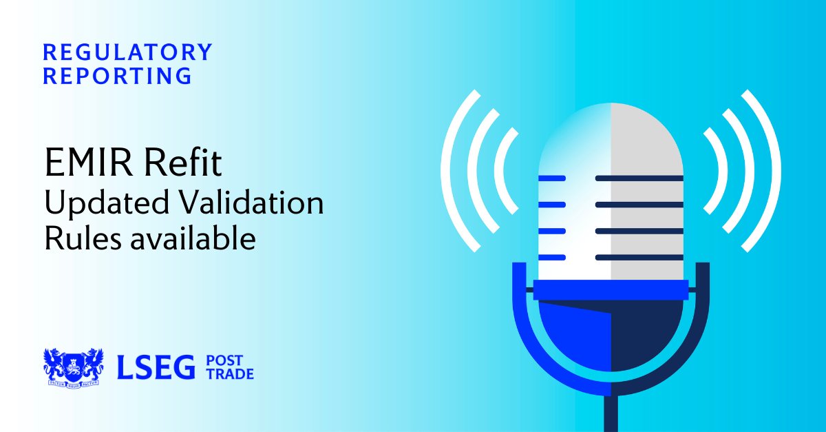 #ESMA has updated its EMIR Refit Validation Rules – contact us at RegReportingSales@lseg.com to learn how we can support you with #EMIRRefit, XML conversion and UPI generation. See the updated rules here: bit.ly/3LaY6d9