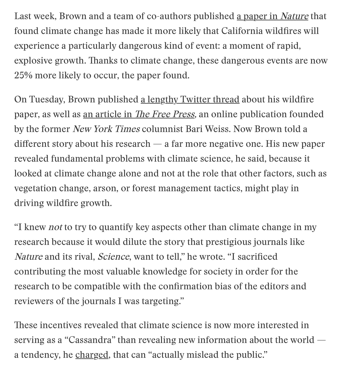 robinsonmeyer's tweet photo. I spent a long time interviewing @PatrickTBrown31, the climate scientist who claims that he “left out the full truth” to get published in Nature. 

He did not actually do this, though. The real story is one of the most dumbfounding series of events I have ever seen in science. https://t.co/oC1MVl4EKO