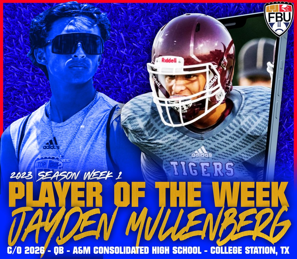 WEEK 1 CHAMP 👑 @mullenberg_qb1 has been named PLAYER OF THE WEEK for Week 1 of this 2023 Fall season🔥 Think you deserve to be player of the week? Submit your week 2 game film to be selected. 👀 Voting goes live HERE on FBU Twitter 😤 #FBU #GetBetterHere