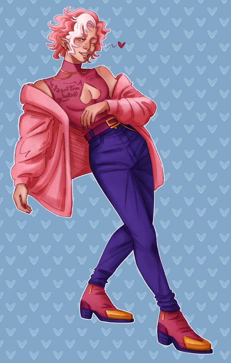 artfromhelliott's tweet photo. #artfight2023 attack #8 on my dear friend @MemeArtsy ‘s least favorite son XD It’s not my fault he’s pink and fun to draw. #artfightattack #artfight https://t.co/jAp0E6w8KQ