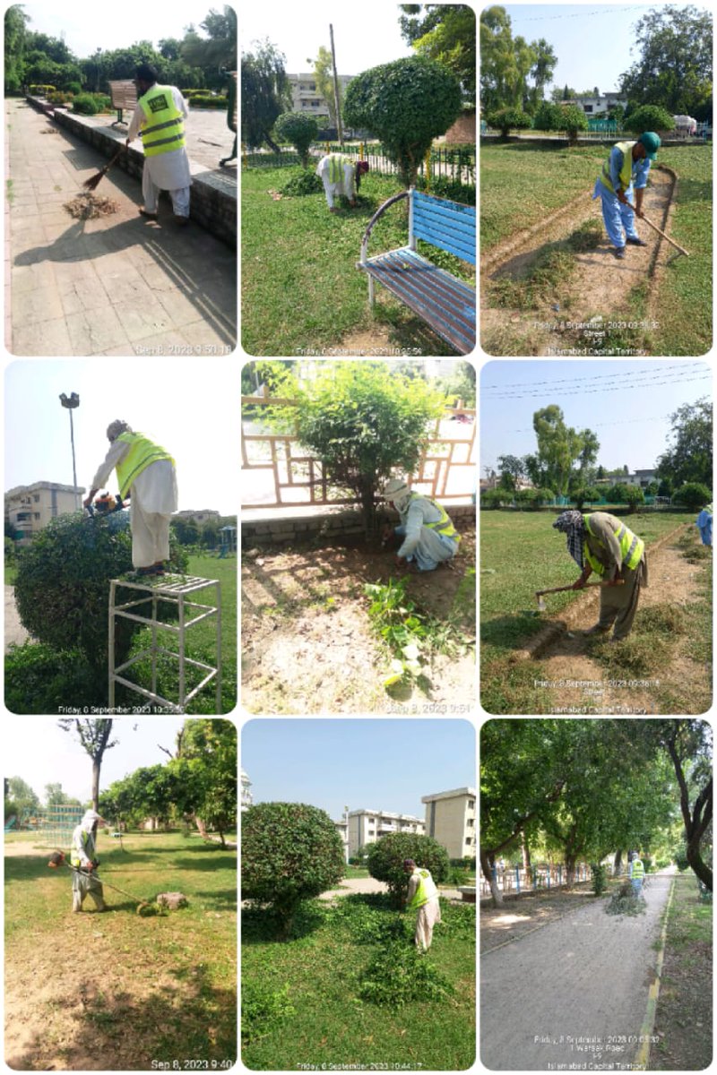 "🌿🌧️ Making strides in horticulture! Today, our dedicated team is hard at work clearing away rain-induced growth and ensuring the park at  F11/2 shines with natural beauty. 🍃🌼 #CDA #Sustainability