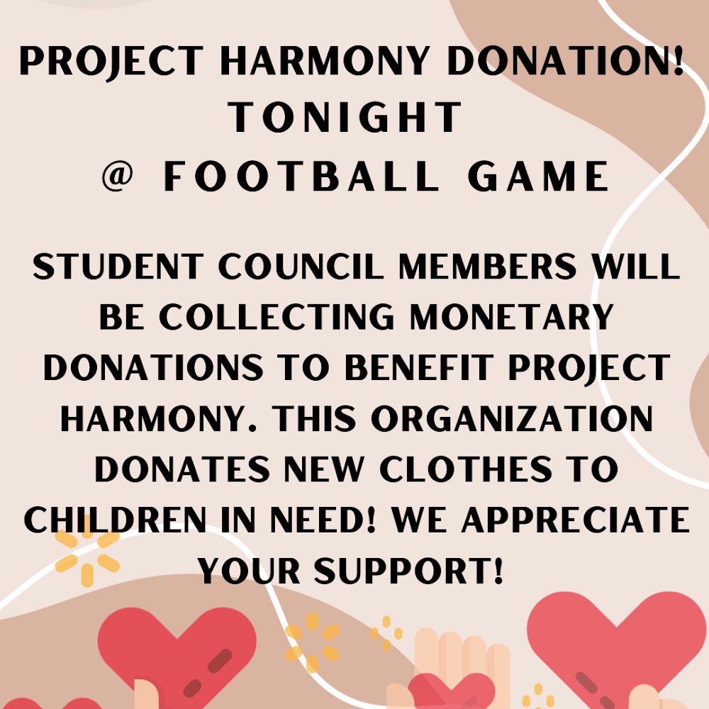 bwstuco's tweet photo. DONATIONS BEING COLLECTED TONIGHT!! Amazing organization that provides for those in need! Find a STUCO member tonight to donate! https://t.co/wOygJuEILH