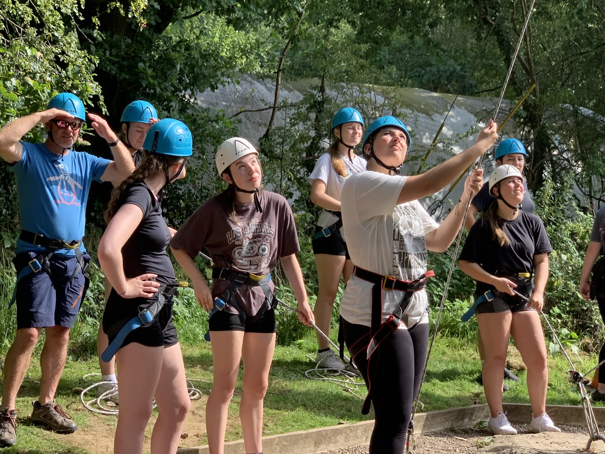 SandbachCollege's tweet photo. Scaling the heights of the climbing wall and abseiling. #StanleyHead #Y12induction https://t.co/KG3KUj8oL1