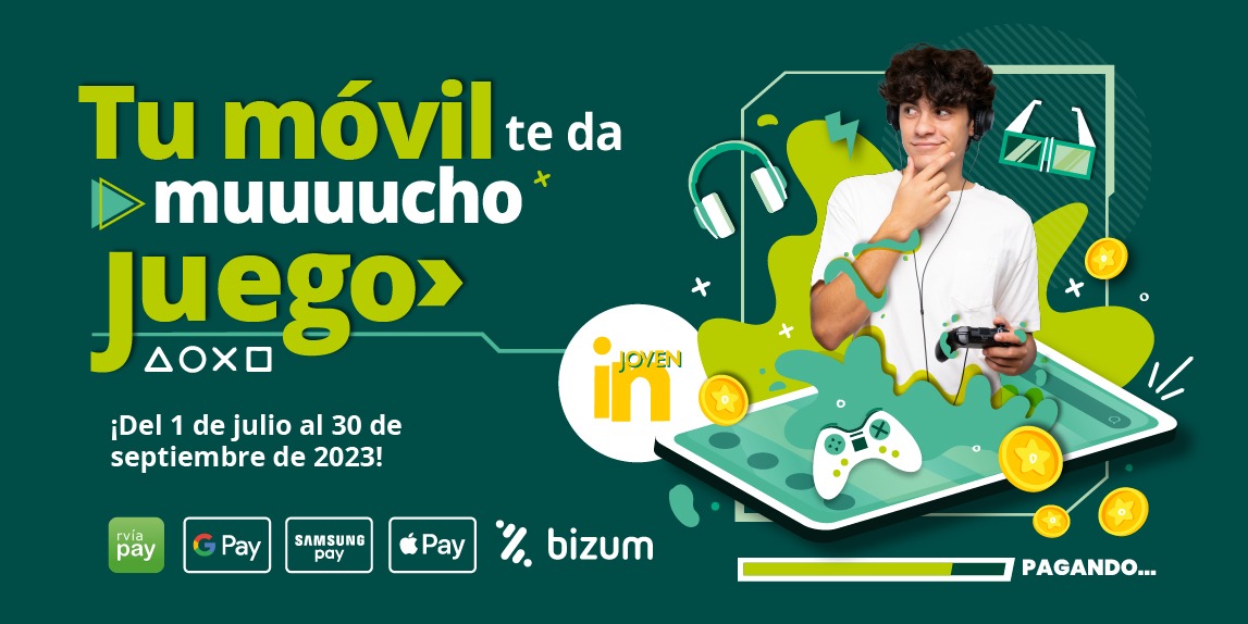caixaonda's tweet photo. 📱Tu móvil te da muuuucho juego 💸

Paga tus compras con las tarjetas Joven In desde tu móvil o envía un #Bizum desde nuestra entidad, 🛍️ ¡y suma participaciones para llevarte una de las 4 #PlayStation5 que sorteamos! Solo hasta el 30 de septiembre.

#CajaRuralOnda #JovenIn https://t.co/AjVTAnWxzf