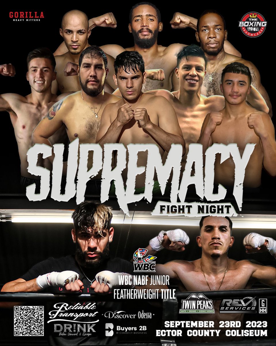 🔥🥊 2 WEEKS AWAY FROM THE BIG CHAMPIONSHIP FIGHT NIGHT AT AT THE ECTOR COUNTY COLISEUM IN ODESSA TX, CONRAD S. MARTINEZ 7-0 VS JOSEPH MACEDO 5-0 FOR THE WBC JUNIOR FEATHERWEIGHT NABF TITLE!! 

GET YOUR VIP TABLES/TICKETS

Click on LINK for tickets ⬇️⬇️⬇️
etix.com/ticket/p/35215…