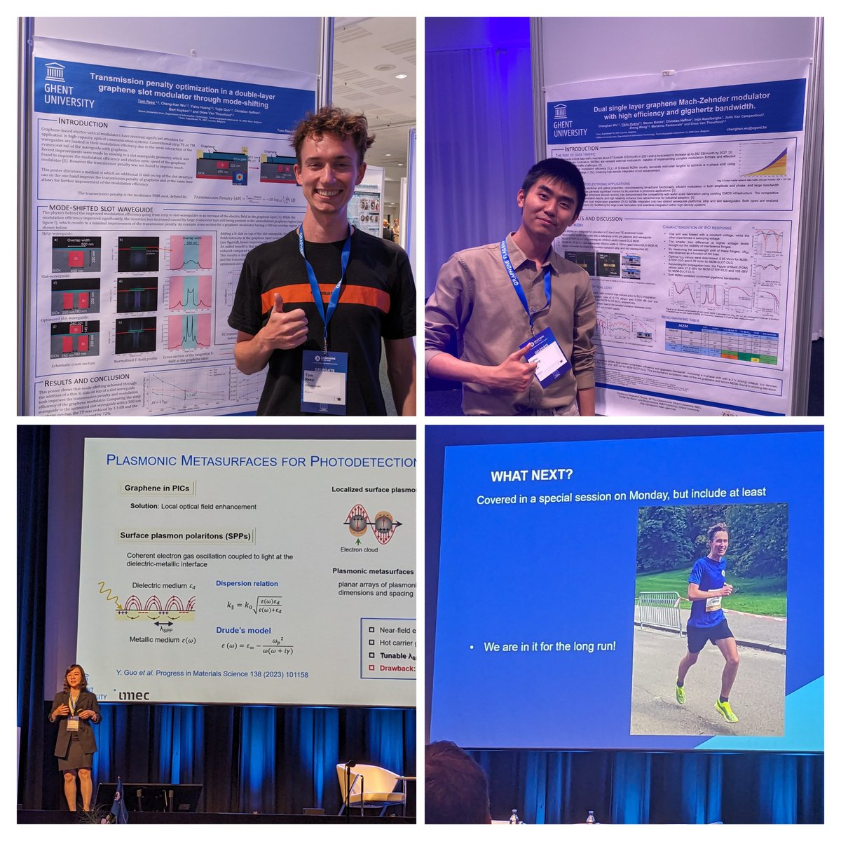 The <a href="/PhotonicsUGent/">Photonics UGent</a> delegation at <a href="/GrapheneWeek/">Graphene Week</a> 2023 showing of what nifty things can be done by sticking Si waveguides underneath graphene layers. And suddenly popped up in Jari Kinaret's plenary talk on the future of the graphene flagship!