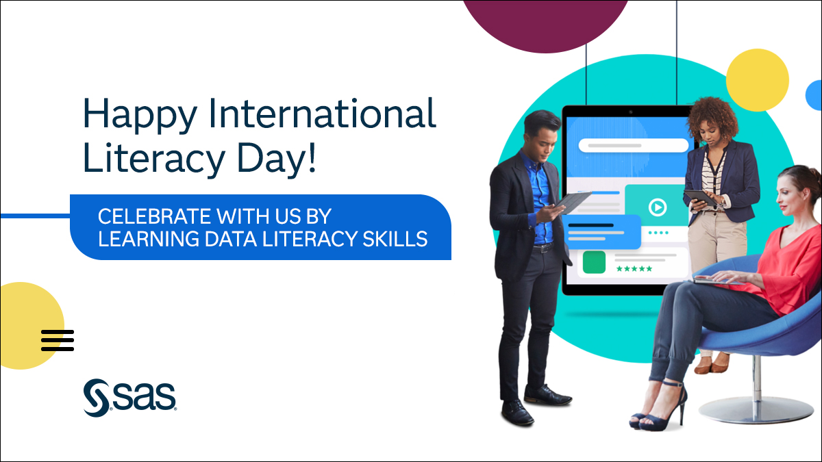 On International Literacy Day we’re shining a spotlight on #dataliteracy!  Check out our SAS Data Literacy Toolbox - two free courses designed to empower you to understand, explore and visualize data with confidence.  2.sas.com/6011PLbwX