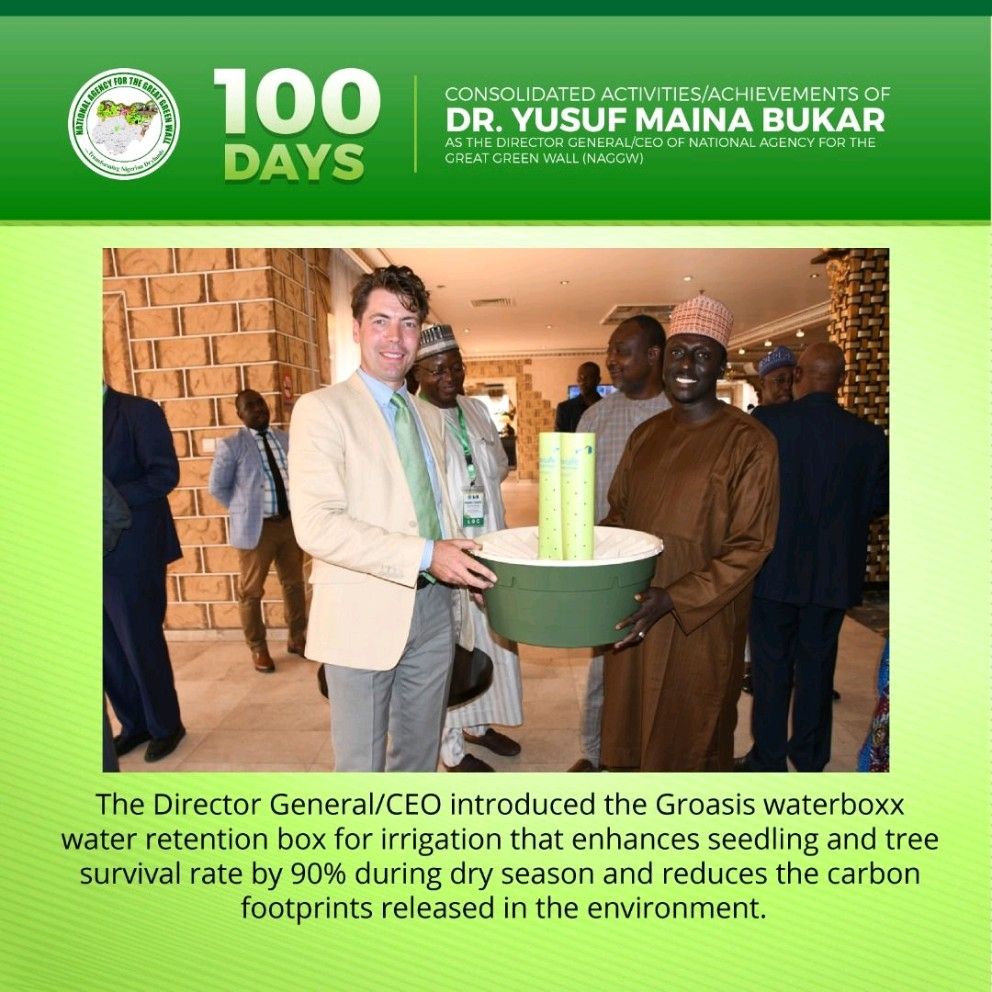 groasis's tweet image. “If you hate green, you must hate yourself.” Nyesom Wike. 
The ramifications of climate change are increasingly severe, particularly evident in Africa. Nigeria epitomises this situation. 
In April #NAGGW signed an MoU to use #Groasis Technology. 
dailytrust.com/addressing-the…