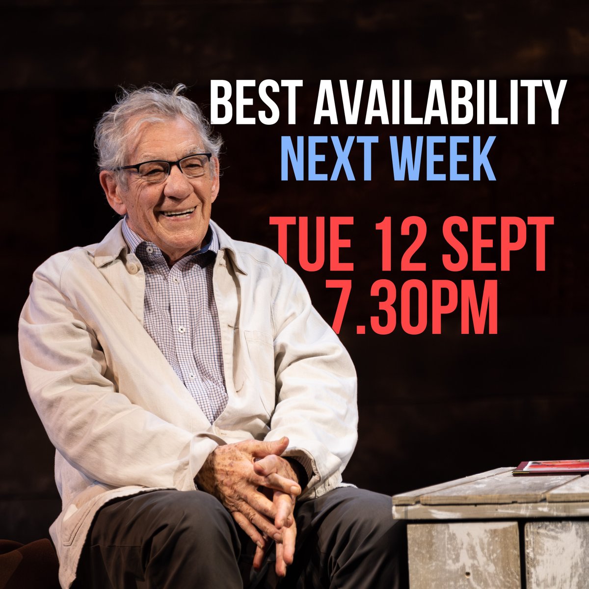 Psst... Psst... 👀 Looking for tickets to see <a href="/IanMcKellen/">Ian McKellen</a> and #RogerAllam in their "unpredictable two-hander" Frank &amp; Percy next week? Check availability for the next Tuesday, 12 September: theotherpalace.co.uk/frank-percy/.
Just saying 😉.
#theatre #theatreplay #play #theatrekids