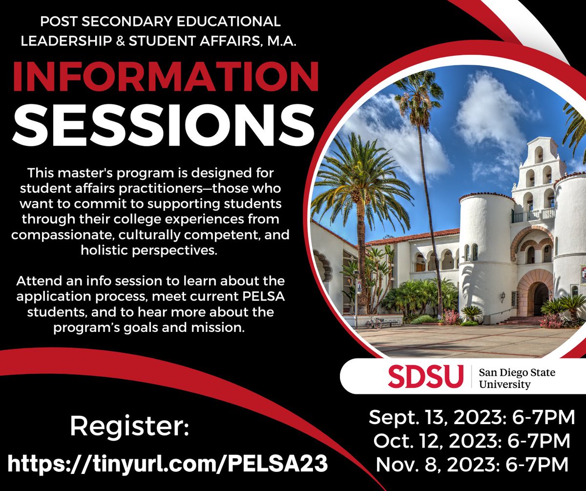 Our MA program in Postsecondary Educational Leadership &amp; Student Affairs will be holding a few info sessions! Please hit that repost  button!