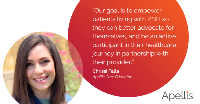 ApellisPharma's tweet photo. Education around #PNH is critical to empowering patients – not just during #PNHAwarenessWeek, but all year round. 

Learn more about how Chrissi, Apellis Care Educator, is making a difference for those navigating life with PNH. #WeAreApellis