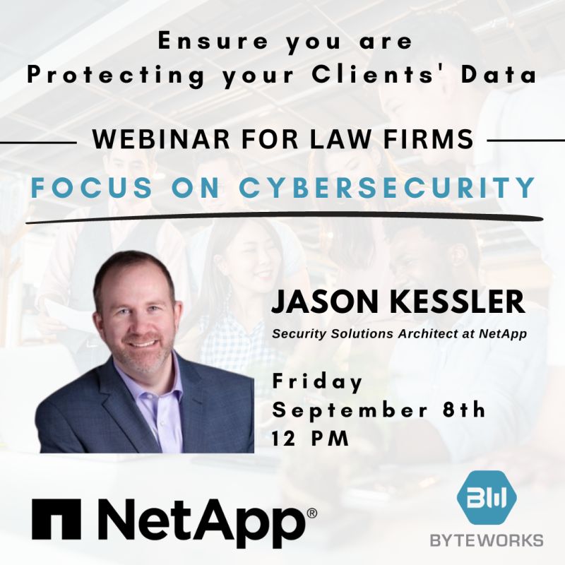 Byteworks's tweet photo. 🛑Stop the cybercriminals from letting your law practice become a cautionary tale for other firms.
Register for this FREE #byteworks cybersecurity webinar with @NetApp Security Specialist Jason Kessler!
https://t.co/Sj548IGlYd
Today @ 12 PM
#netapp #lawfirm #cybersecurity https://t.co/INBLQwyn5v