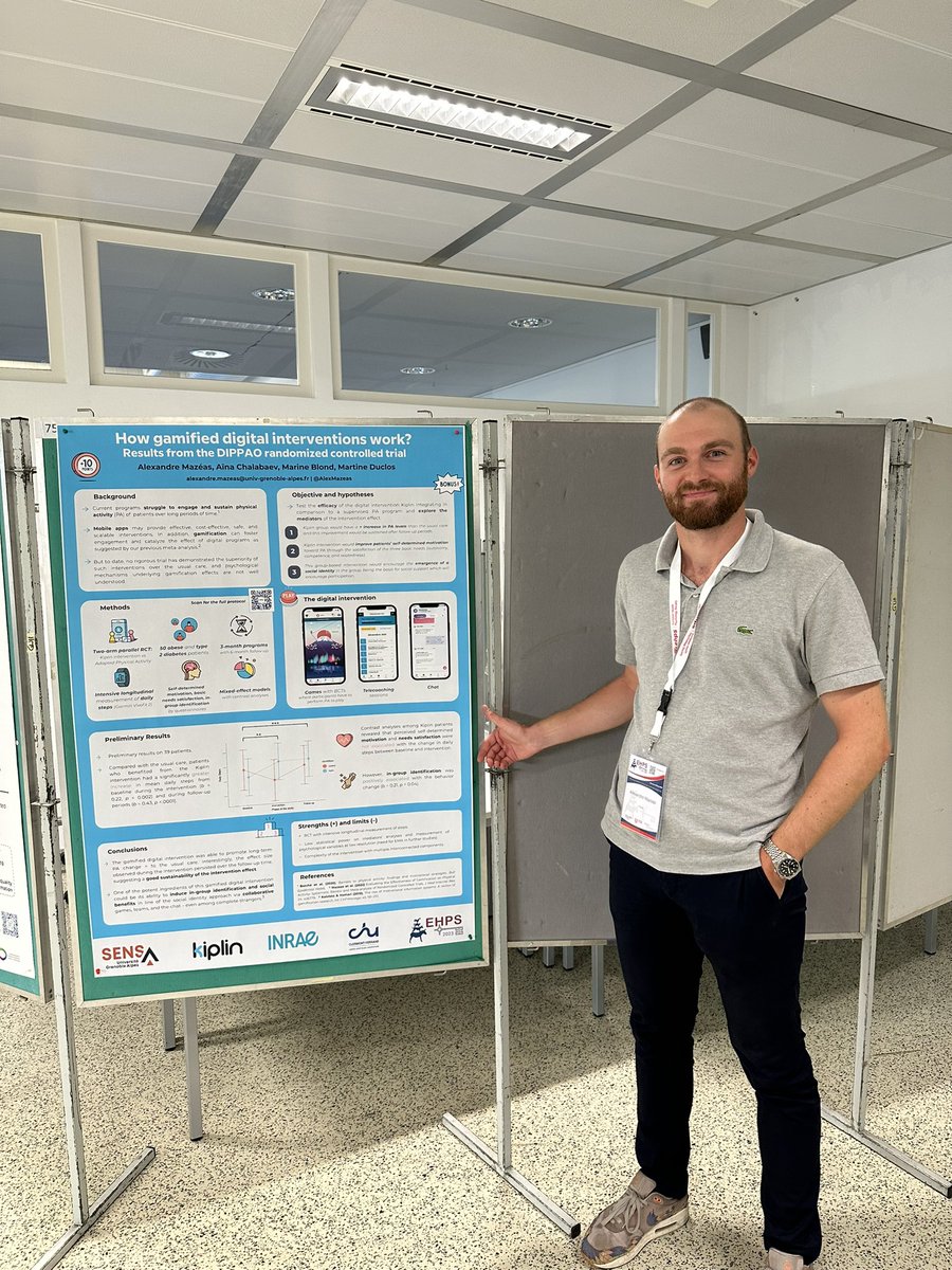 Delighted to have shared the preliminary results of the DIPPAO clinical trial at <a href="/ehps2023/">@EHPS2023</a> - exploring the psychological mechanisms behind the effect of gamified interventions 📱