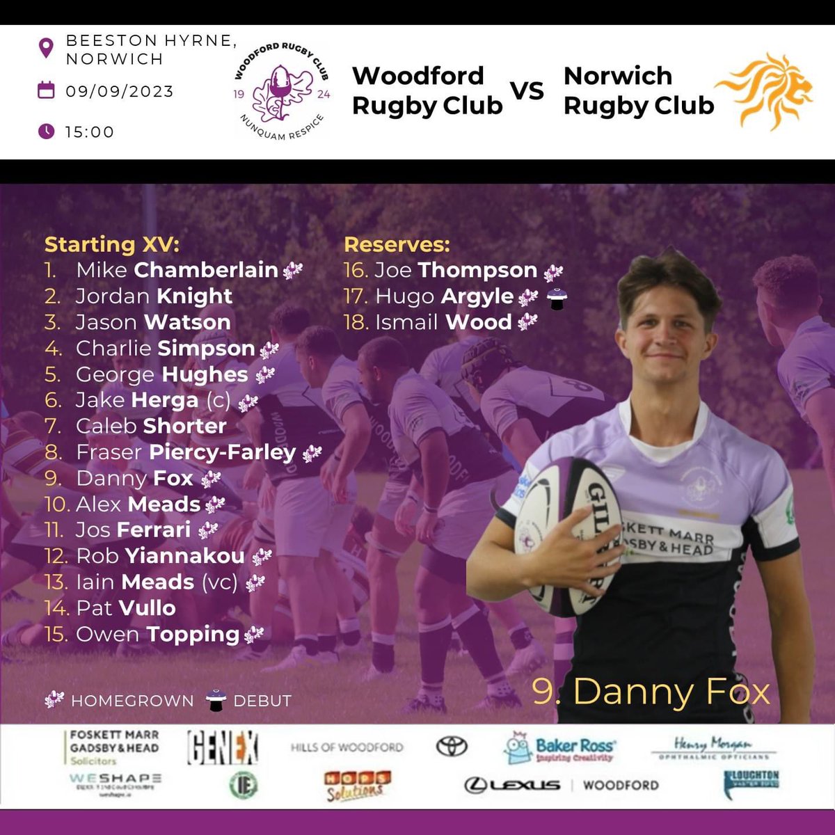 The boys travel to Norwich Rugby Club this week, looking to build off the back of last week's win against Southend.

Good luck to all involved and congrats to Hugo on debut!

#woodfordfamily #woodfordrugbyclub #woodfordrfc #rugby #rugby🏉 #londonrugby #essexrugby #rugbyunion