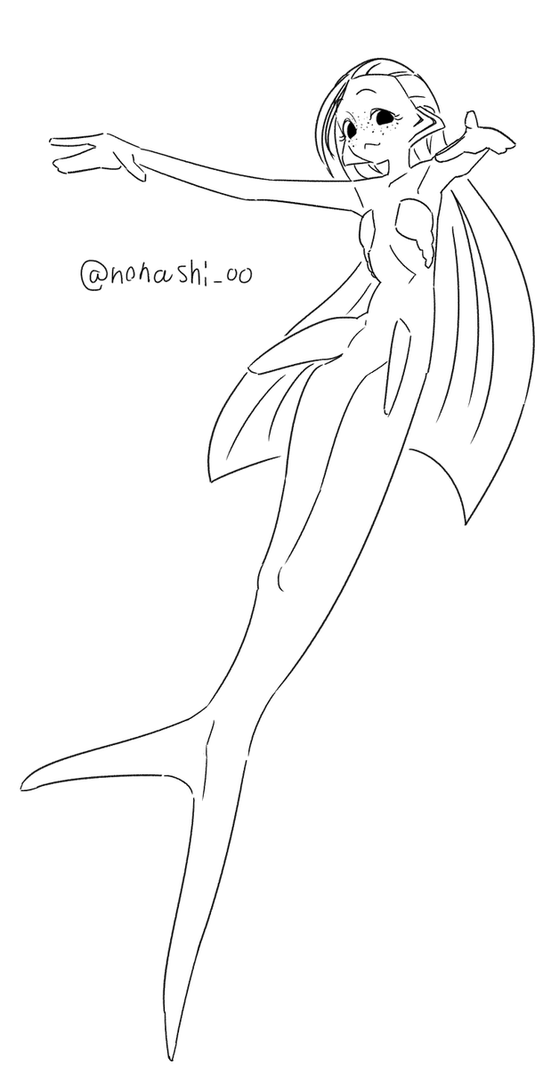 nonashi_00's tweet photo. #人外版深夜の真剣お絵描き60分一本勝負 
「マーメイド」
こちら先週分になります
さめちゃ https://t.co/5skXfJzObK