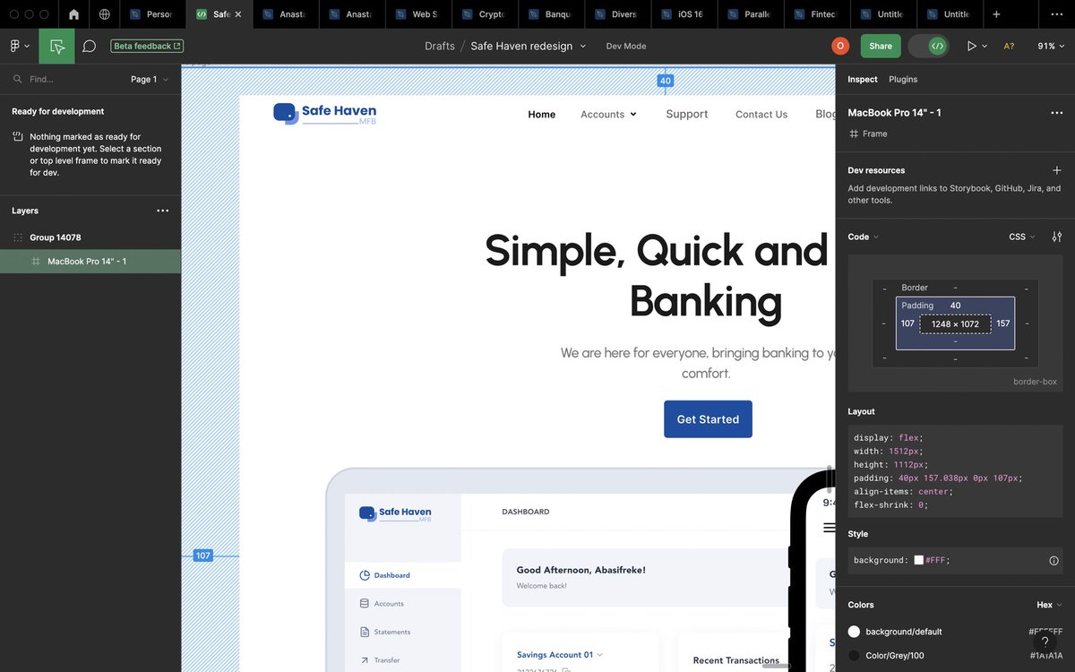 childofpurposee's tweet image. A redesign of @SafeHavenBank website(desktop view)🚀