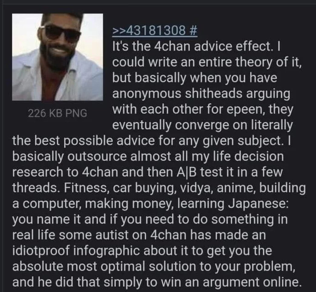 gemposts's tweet image. “4chan advice effect”