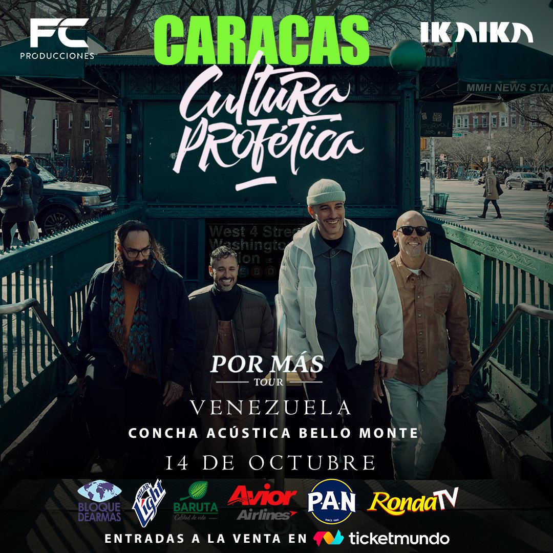 Y los fanáticos del reggae están listos? Por más tour de <a href="/culturaprofetic/">Cultura Profética</a> en caracas
14 octubre
Concha Acústica de Bello Monte 
Entradas por ticketmundo.com