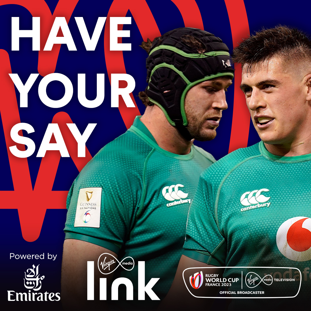 𝐇𝐚𝐯𝐞 𝐘𝐨𝐮𝐫 𝐒𝐚𝐲! 🗣   

Will Ireland win the World Cup? ☘️🏆 

Get involved in our poll that will be part of our live coverage tomorrow!    

𝗩𝗢𝗧𝗘 - virginmediatelevision.ie/sport.  #IREvROM #RWC2023 #VMTVRugby

#RWC2023